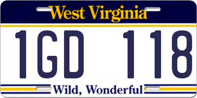 WV license plate 1GD118