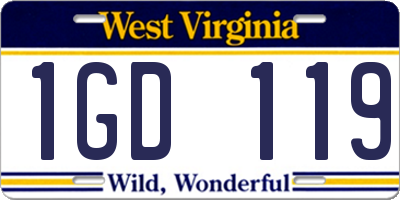 WV license plate 1GD119
