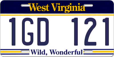 WV license plate 1GD121