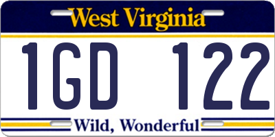 WV license plate 1GD122