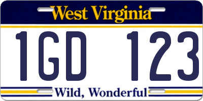 WV license plate 1GD123