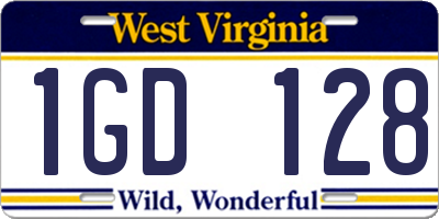 WV license plate 1GD128