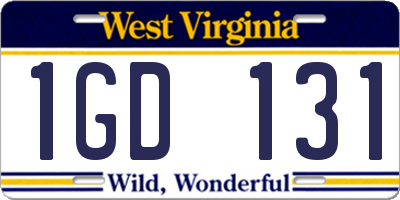 WV license plate 1GD131