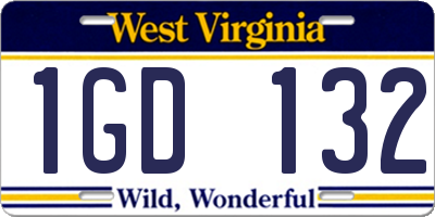 WV license plate 1GD132