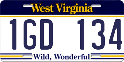 WV license plate 1GD134