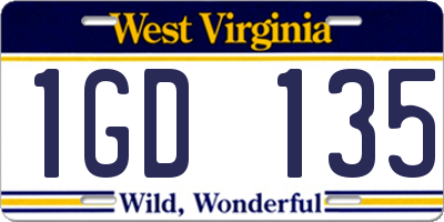 WV license plate 1GD135
