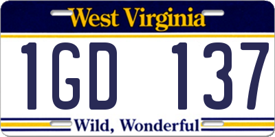 WV license plate 1GD137