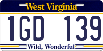WV license plate 1GD139