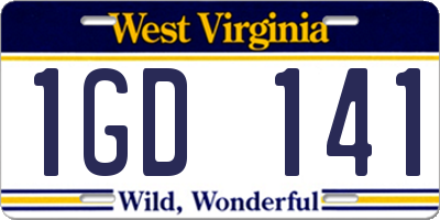 WV license plate 1GD141