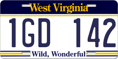 WV license plate 1GD142