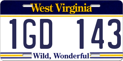 WV license plate 1GD143