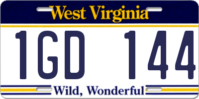 WV license plate 1GD144