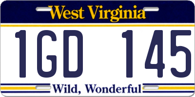 WV license plate 1GD145