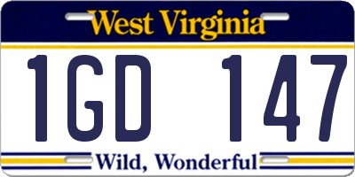 WV license plate 1GD147