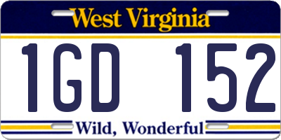 WV license plate 1GD152