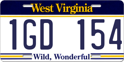 WV license plate 1GD154