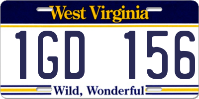 WV license plate 1GD156