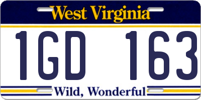 WV license plate 1GD163