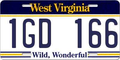 WV license plate 1GD166