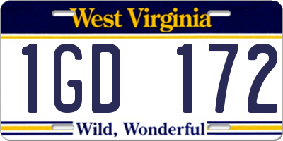 WV license plate 1GD172