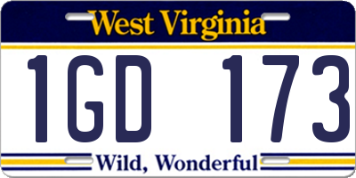WV license plate 1GD173