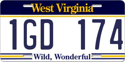 WV license plate 1GD174