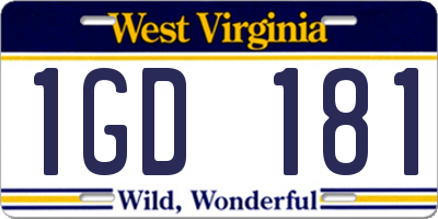 WV license plate 1GD181