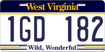 WV license plate 1GD182
