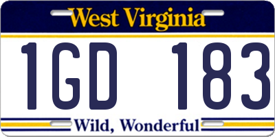 WV license plate 1GD183