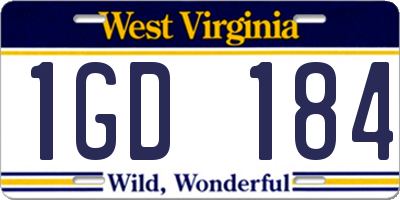 WV license plate 1GD184