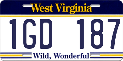 WV license plate 1GD187