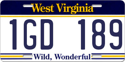 WV license plate 1GD189