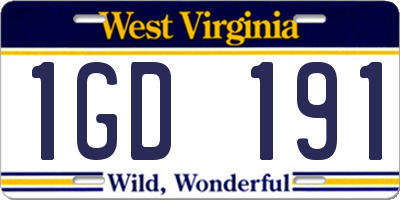 WV license plate 1GD191