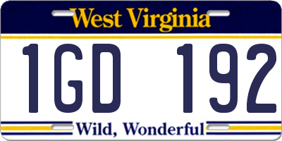 WV license plate 1GD192
