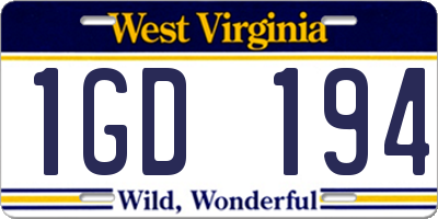 WV license plate 1GD194