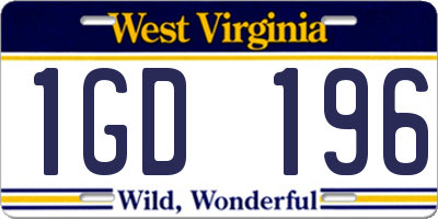 WV license plate 1GD196