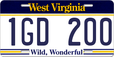 WV license plate 1GD200