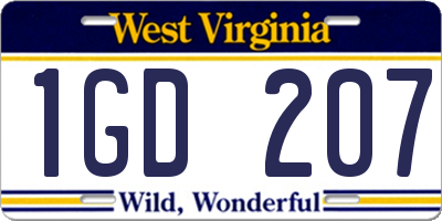 WV license plate 1GD207