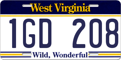 WV license plate 1GD208