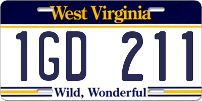 WV license plate 1GD211