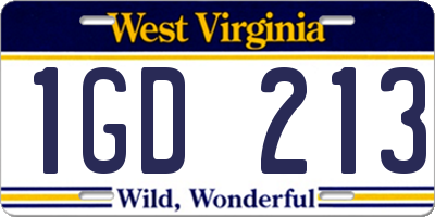 WV license plate 1GD213