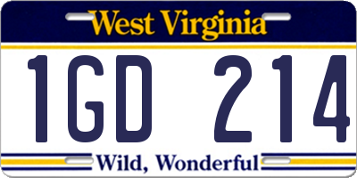WV license plate 1GD214