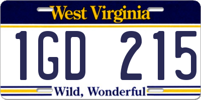 WV license plate 1GD215