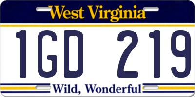 WV license plate 1GD219