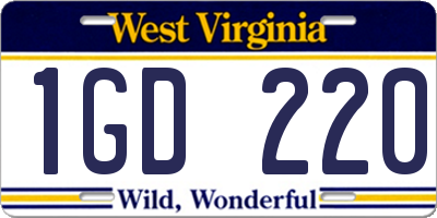 WV license plate 1GD220