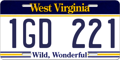 WV license plate 1GD221