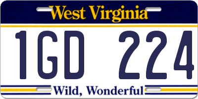 WV license plate 1GD224