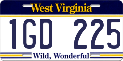 WV license plate 1GD225