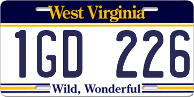 WV license plate 1GD226