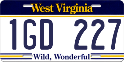 WV license plate 1GD227